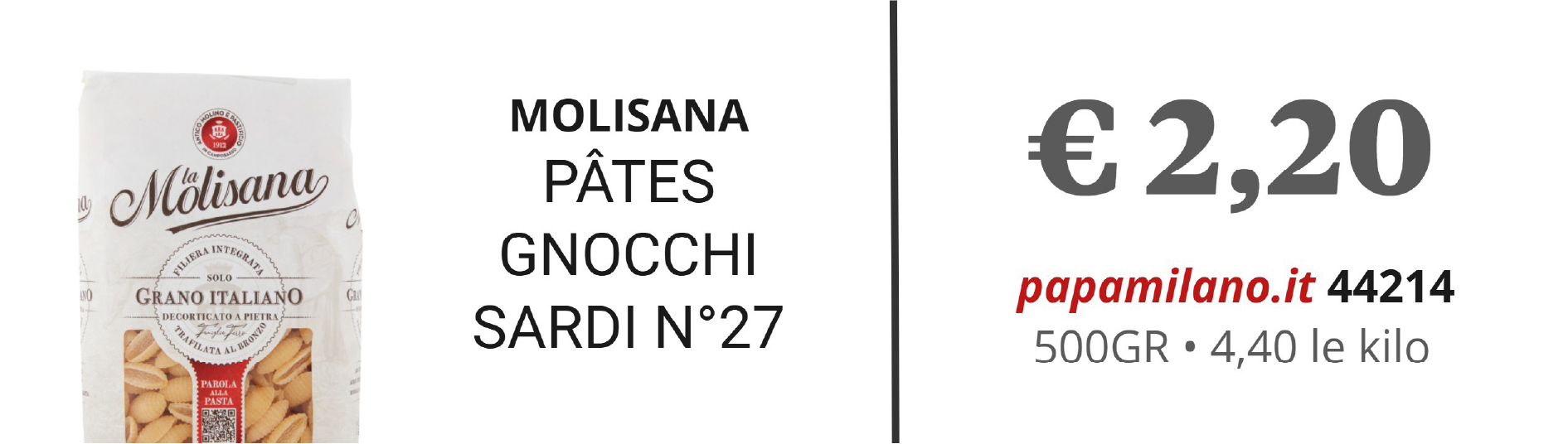 MOLISANA PÂTES GNOCCHI SARDI N°27